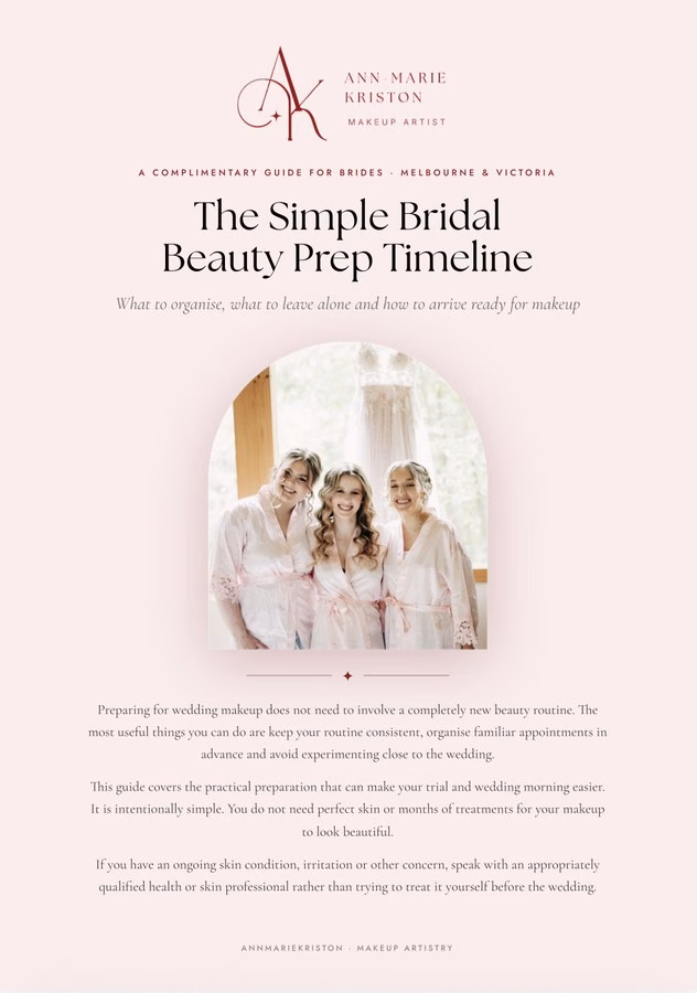 Cover of the guide “The Simple Bridal Beauty Prep Timeline”