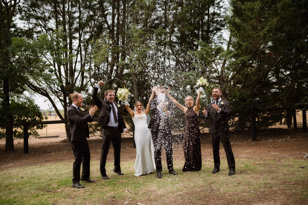 Confetti thrown over the couple after the ceremony