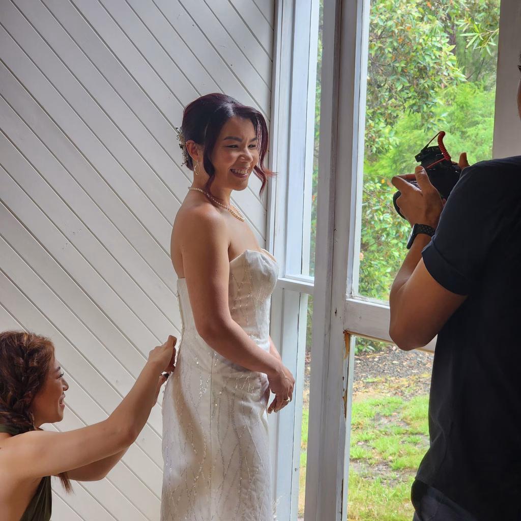 Lip colour being applied during a bridal makeup trial with Ann-Marie Kriston